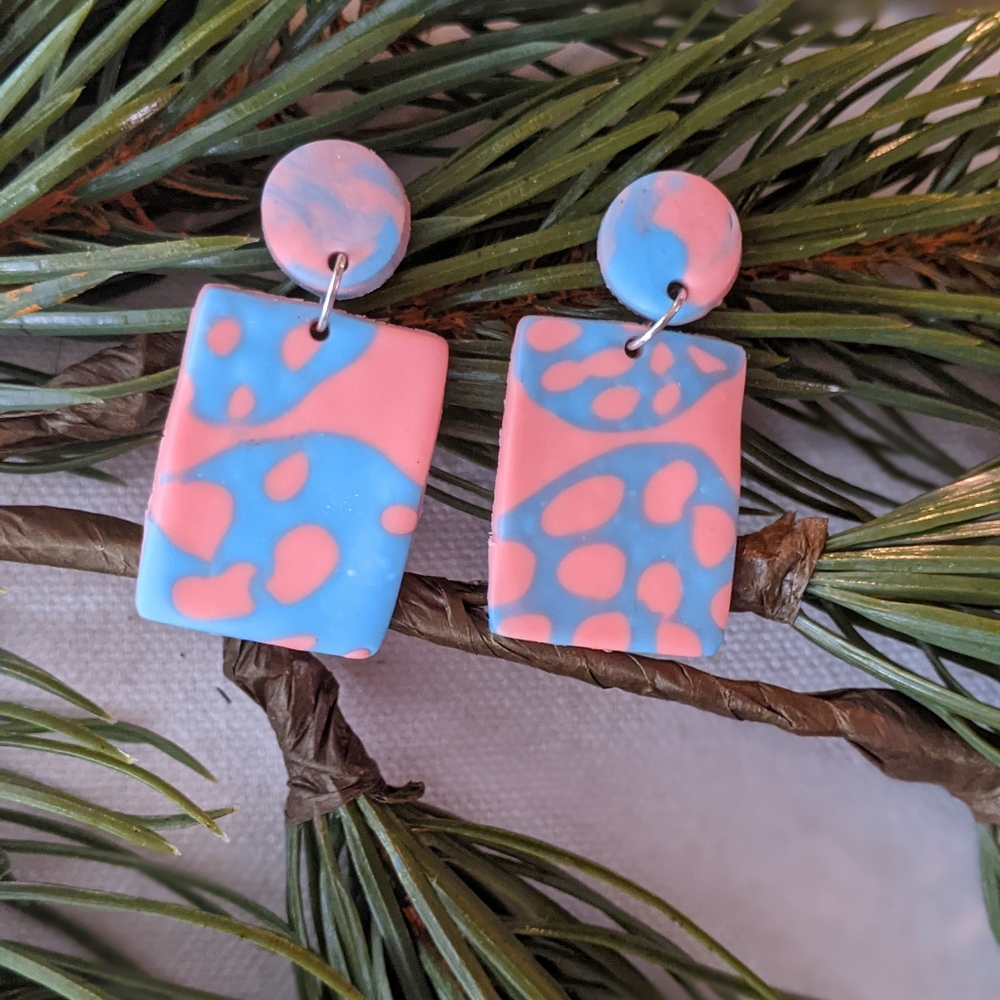 Cotton candy abstract earrings